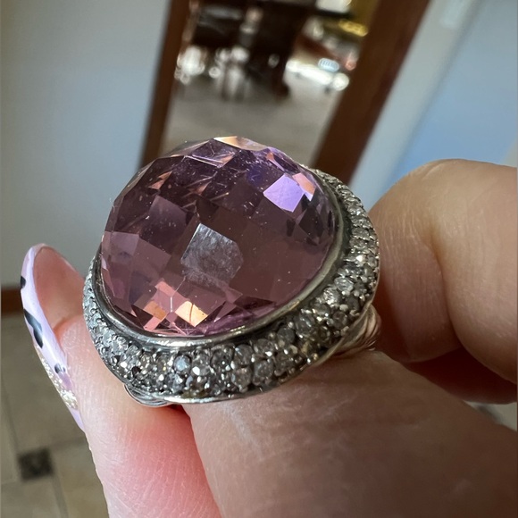 David yurman pink stone and diamonds ring - Picture 5 of 15